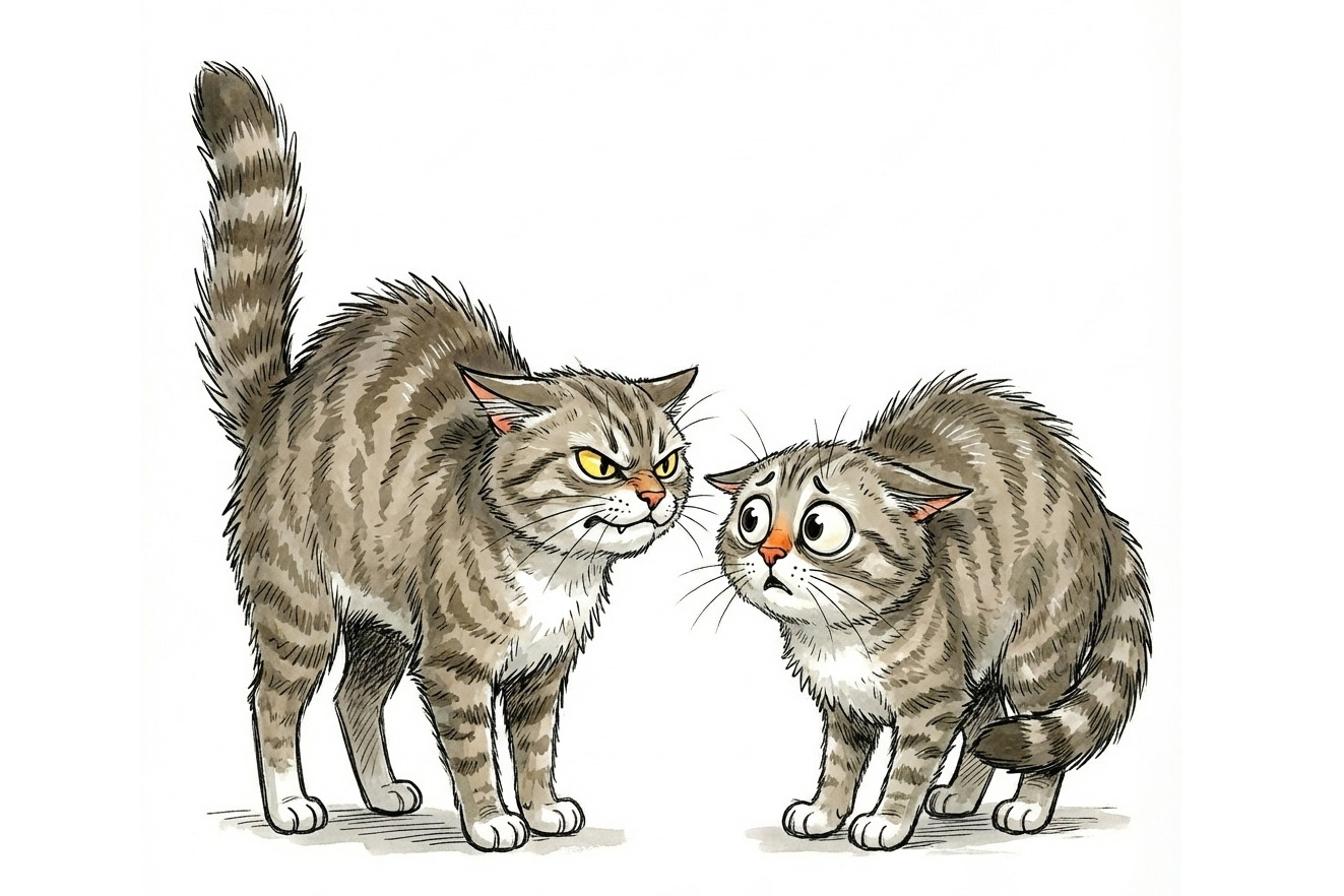 Carton zwei Katzen streiten sich